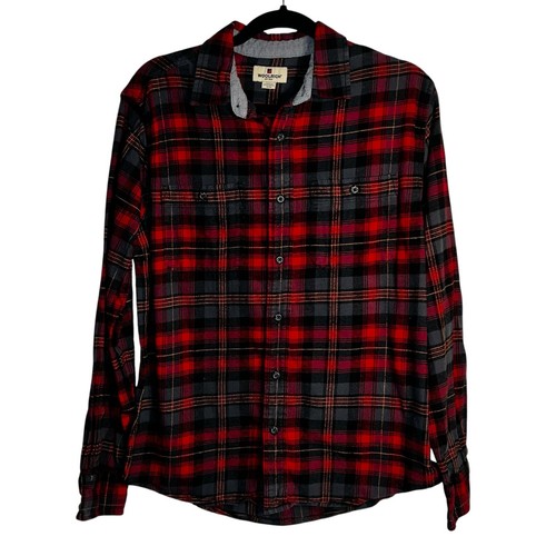 Woolrich Men’s Medium Red Black Plaid Flannel Shirt 100% Cotton Long Sleeve - Picture 7 of 7