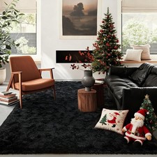 Black Rugs for Living Room Fluffy 5x8 5 apos; x 8 apos; Rectangular ,