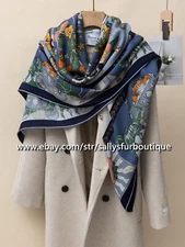 Sallys Boutique 70% Cashmere 30% Silk Wrap Scarf Vintage Print Square Shawl 53"