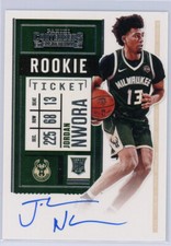 2020-21 Contenders Basketball Jordan Nwora Rookie Ticket Auto #130 MIL