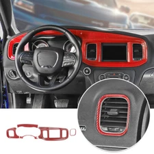 8.4" Central Dashboard Panel Trim Cover for Dodge Charger 2015+ Red Carbon Fiber