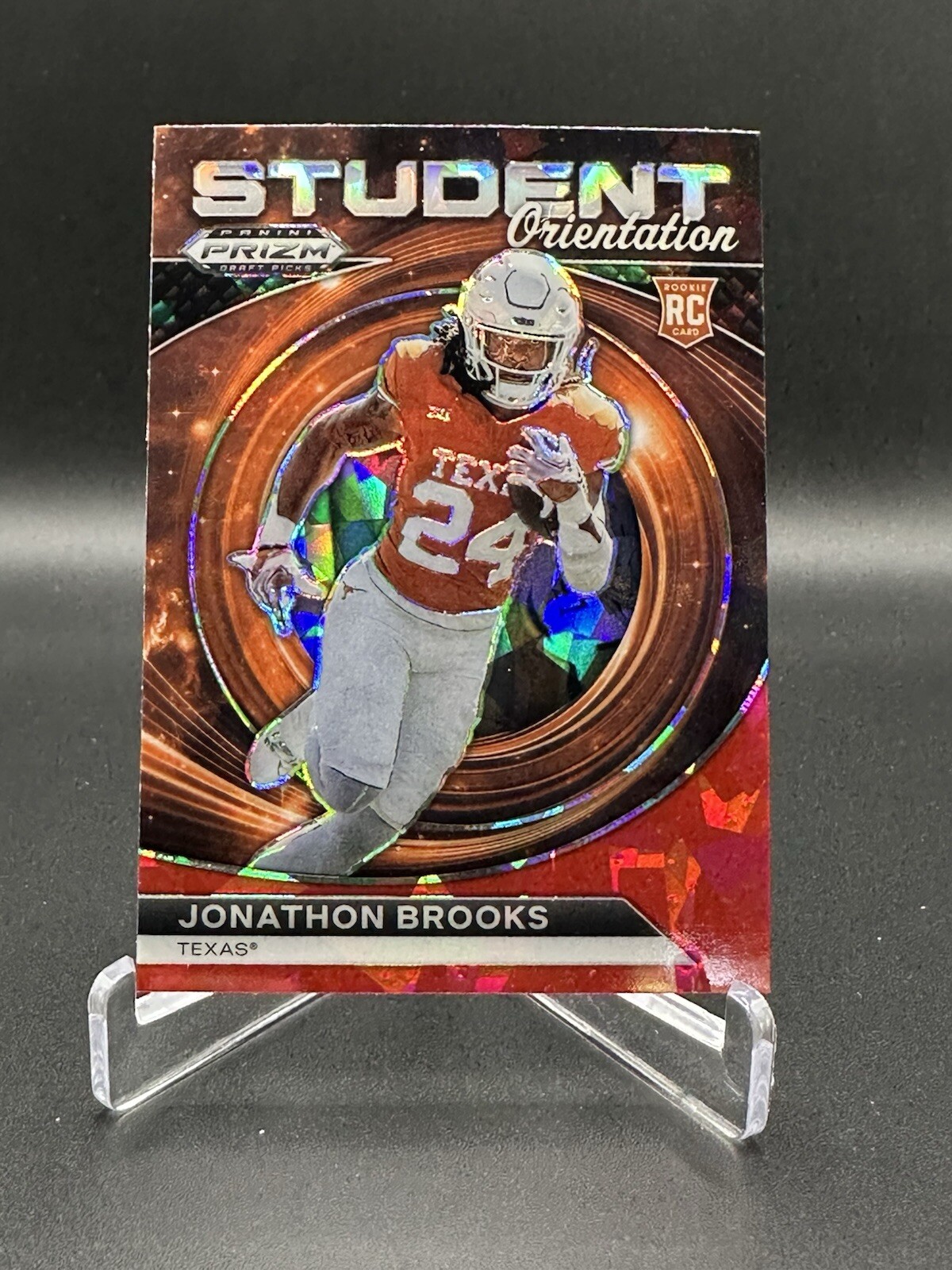 2024 Prizm Draft Picks Jonathon Brooks Student Orientation Red Cracked Ice Prizm