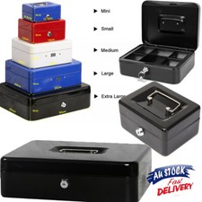 Lockable Cash Box Deposit Slot Petty cash Money Box Safe with 2 keys Portable AU