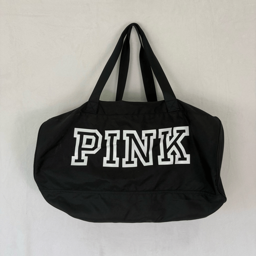 Victoria's Secret Pink Black Medium Sized Weekender Travel Duffle Bag