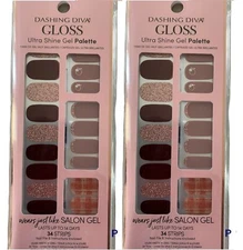 (Pack 2) Dashing Diva Gloss Ultra Shine Gel Palette 34 Nail Strips GS133 Center