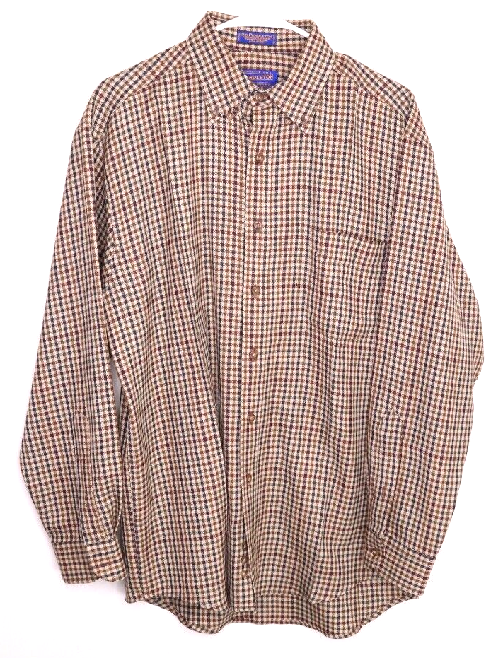 Pendleton Sir Pendleton Button Down Wool Shirt L/S Men M Brown  