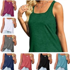 New Women's Fashion Casual Sleeveless Loose Vest Solid Tank Tops Summer T-Shirt