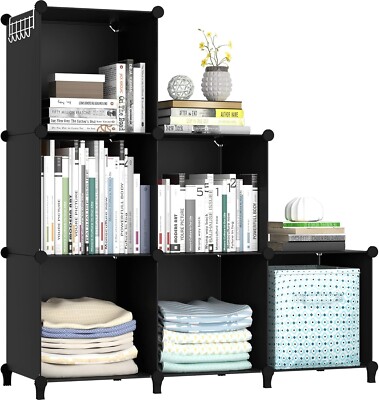 HOMIDEC Bücherregal, 6 Würfel Aufbewahrung Bücherregal, Aufbewahrungswürfel Mehrzweck DIY