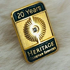 Heritage Christian Services 20 Year Employee Service Award Gold Tone Lapel Pin