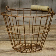 NEW - Rusty Wire GATHERING BASKET with Swinging Handle - Primitive Farmhouse