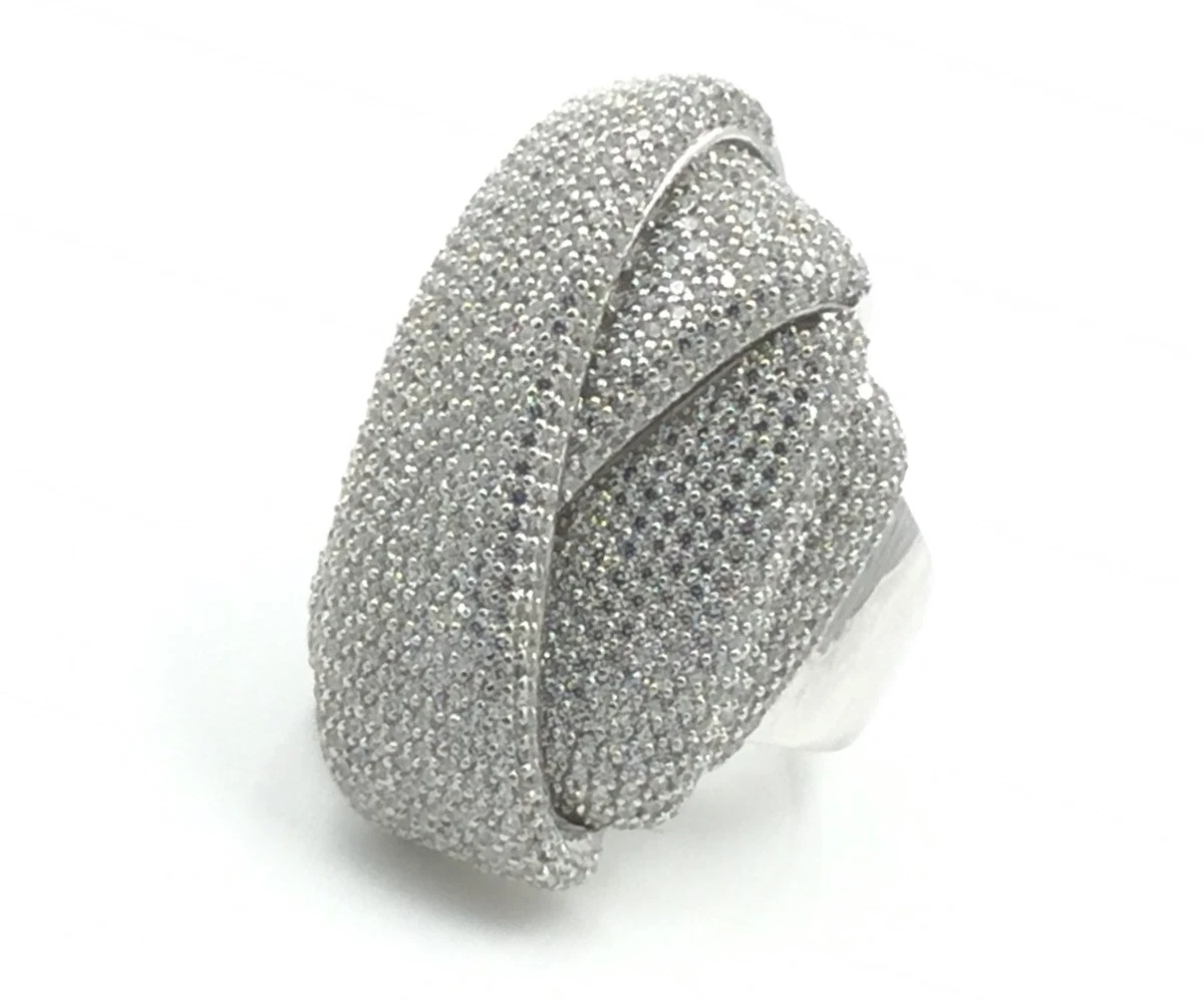 925 RHODIUM PLATED STERLING SILVER HIGH END CUBIC ZIRCONIA LARGE
