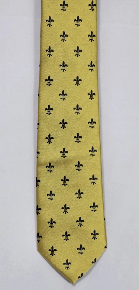 Corbata dorada y negra Fleur De Lis para hombre Mardi Gras moda boda corbata Foto 2 de 3