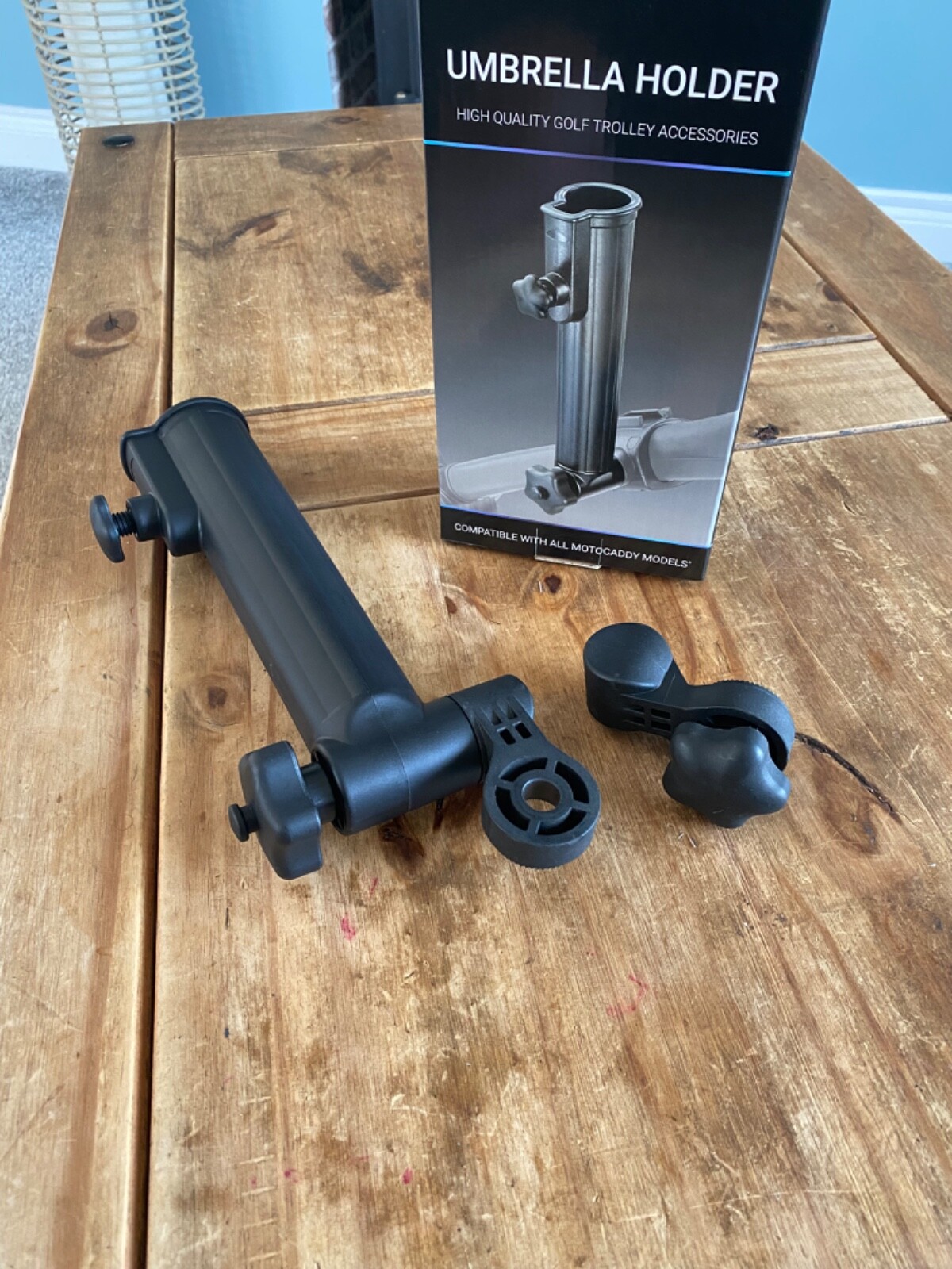 MOTOCADDY GOLF TROLLEY UNIVERSAL UMBRELLA HOLDER WITH ADAPTER COMES NEW