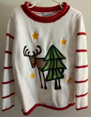 Company Kids White/Red XMAS Tree Sweater REINDEER Boy/Girl S SOFT COTTON