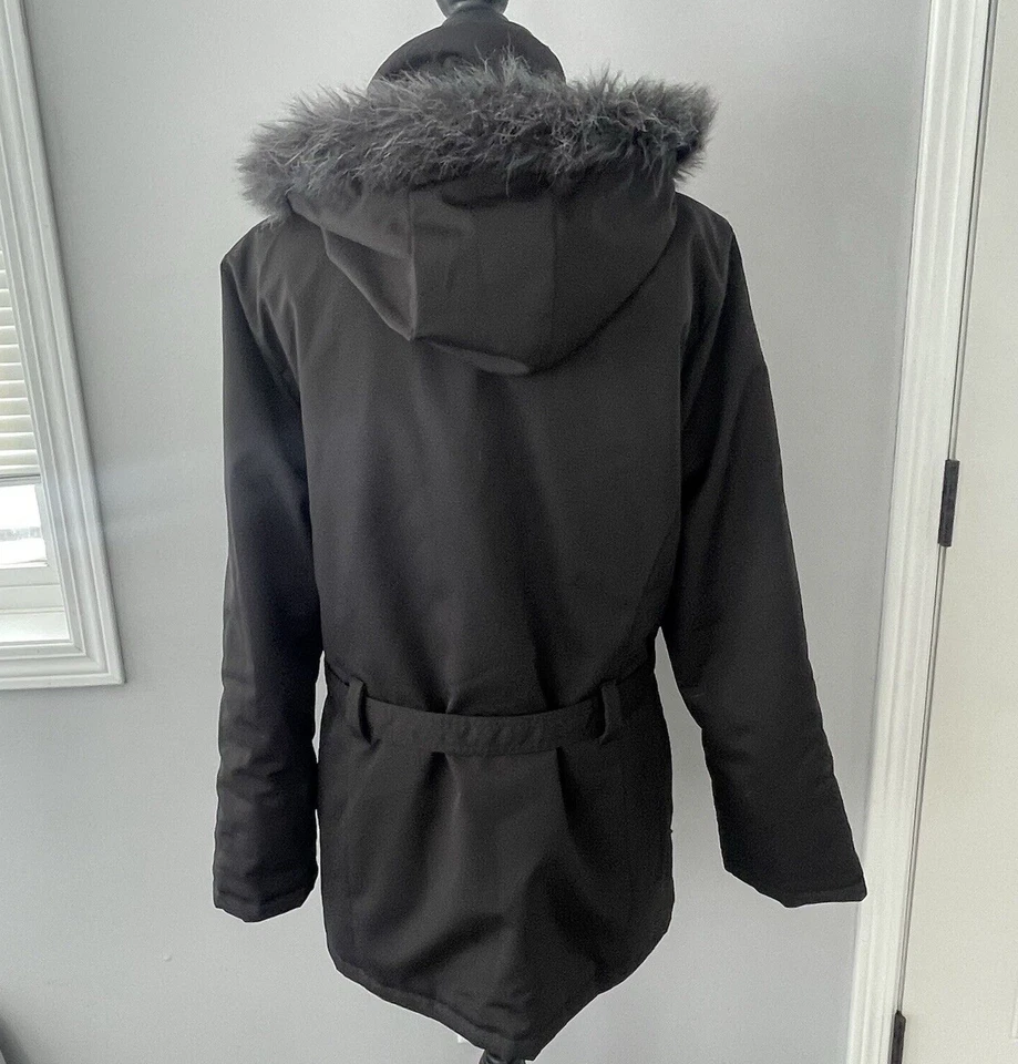 Descente Women's 10 Black Belted Parka Ski Jacket w/ Removable Fur Hood M/L - Image 4 of 4