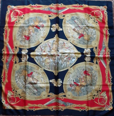 Vintage Schal Halstuch 100% Seide - Jagdmotiv