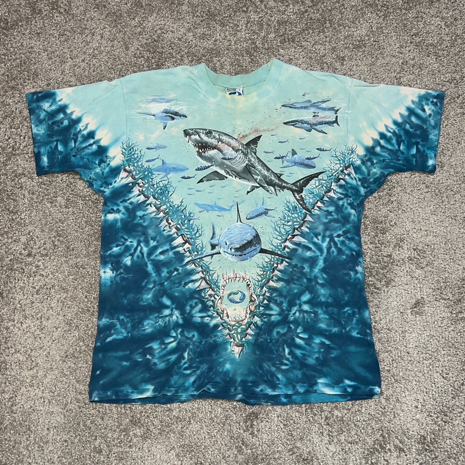 Liquid Blue Shark Shirt All Over Print L Nature Vintage 1997 90s Ocean ...