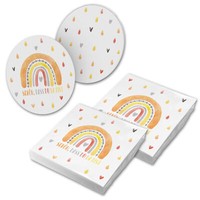 Itenga 40X Serviette SchöN Dass Du Da Bist Regenbogen Mit 40X Bierdeckel Set Neu