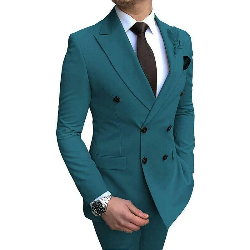 Men's Business Suits Slim Fit Coat Pants Wedding Double-breasted Office  Fashion