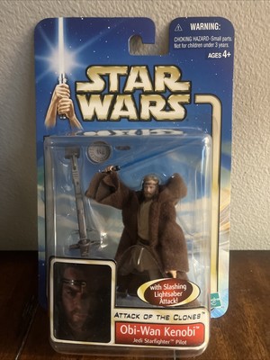 Star Wars Attack of The Clones 2002 Obi-Wan Kenobi Jedi Starfighter Pilot Figure