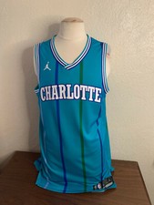 NBA Charlotte Hornets Basketball Blank Throwback 2017-18 Game Jersey Size 56+4