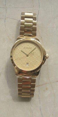 NEW】GUCCI G-Timeless Unisex Watch YA126461 Gold Tone Pattern Dial