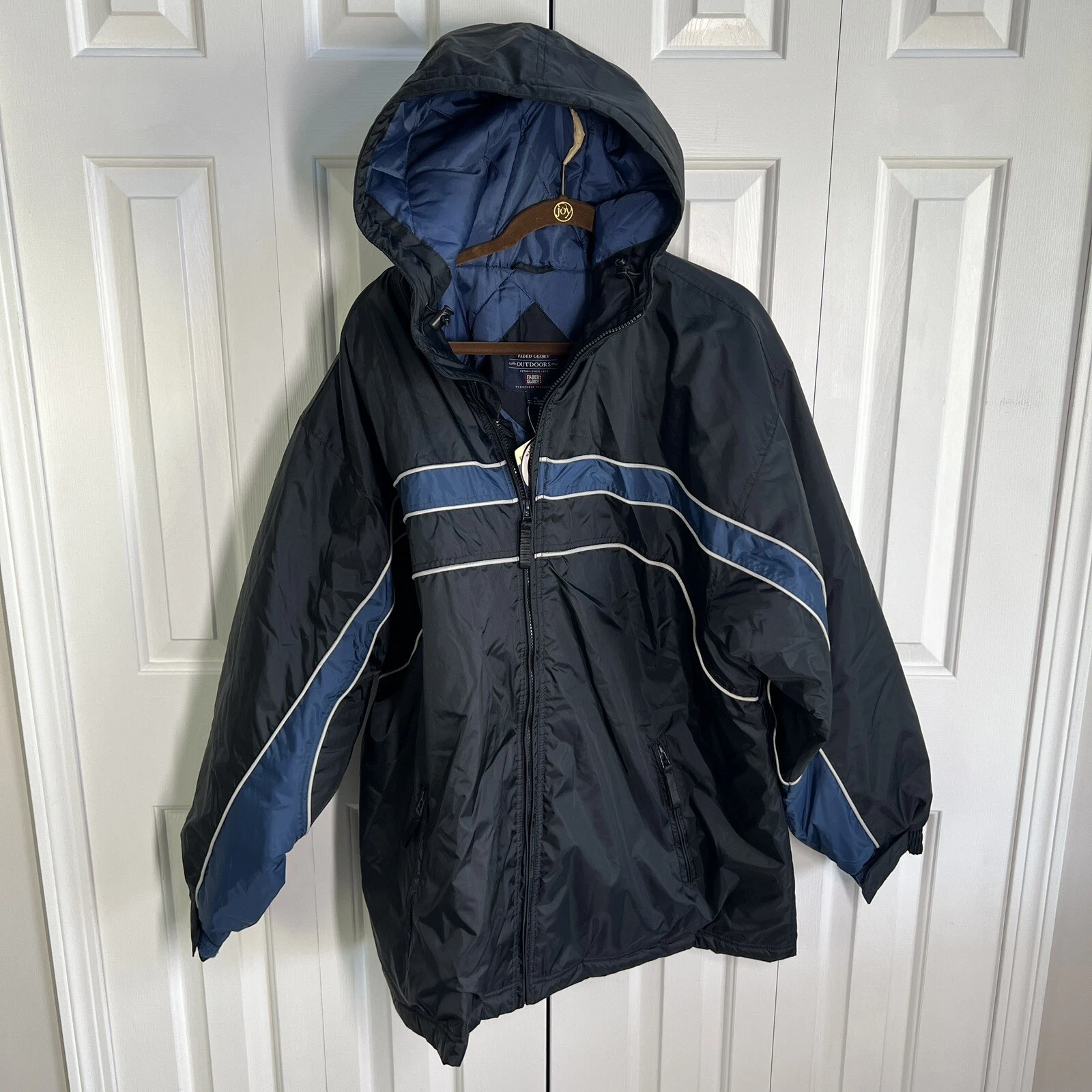 VTG Faded Glory Men’s XL BLACK Insulated Hooded Outdoors Coat Jacket NEW