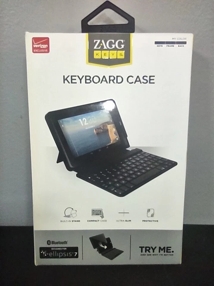 ZAGG Keys Ellipsis 7 Black Leather Tablet Keyboard Folio Case Cover, Kickstand - Image 2 of 4