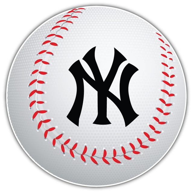 New York Yankees MLB Black Symbol Logo Ball Bumper Sticker 9'', 12