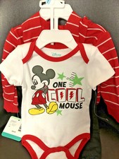 NWT Mickey Mouse Newborn 3 Piece Set 3-6 month Hoodie w/Ears, Bodysuit, Pants