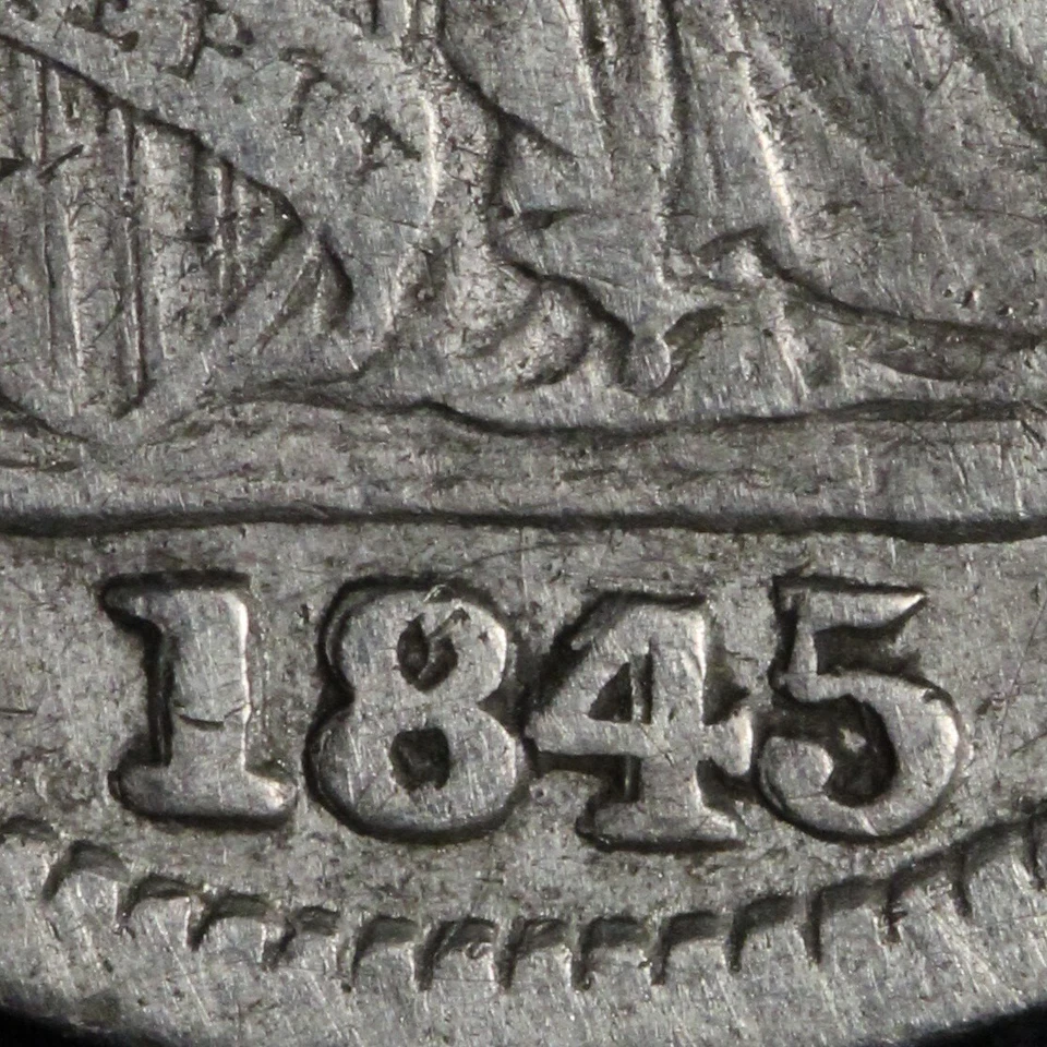 1845/45 RPD Seated Liberty Silver Half Dime XF E218 ZDEB - Image 2 of 3