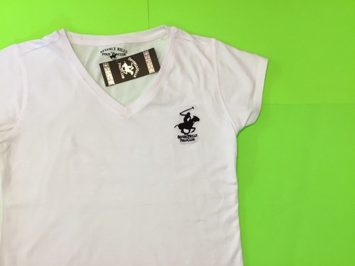 BEVERLY HILLS Polo Club Women’s Short Sleeve T-Shirt MEDIUM White w/Black NEW - Picture 8 of 12