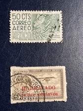 Mexico 1950,1931 Rare High Value Air Post 2 Stamps,used, See Photos