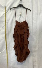 The Pirate Dressing Womens C1379 High Low Ruffle Brown Steampunk Skirt Size M