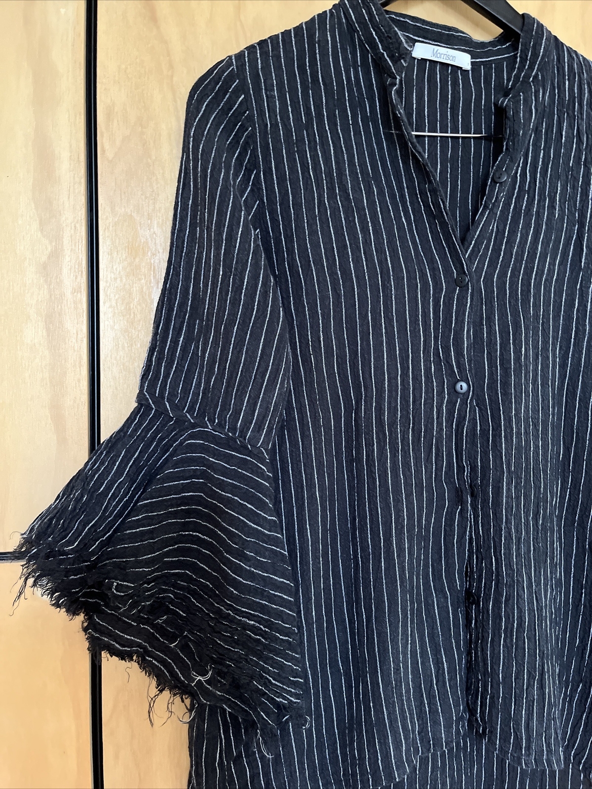Morrison Size 1 810 Navy Stripe Linen Blouse EXC eBay