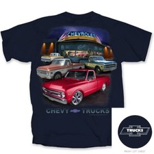 Chevy C10 T-Shirt - Blue w/ 1967-1972 Trucks Dealer Scene Licensed 