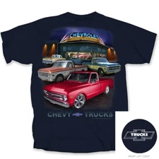 Chevy C10 T-Shirt - Blue w/ 1967-1972 Trucks Dealer Scene (Licensed)