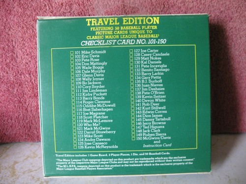 CLASSIC MAJOR LEAGUE BASEBALL TRAVEL EDITION CHECKLIST CARD NO. 101-150 SEALED - Picture 2 of 2