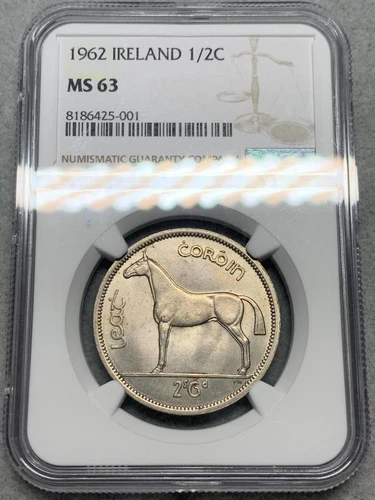 IRELAND 1/2 Half Crown 1962 Horse NGC MS63