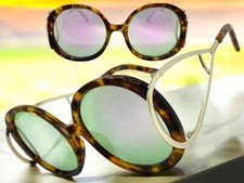 EXAGGERATED Vintage Retro Funky Hippie Style SUNGLASSES Big Round Leopard Frame