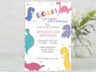 Personalised Dinosaur D2 Birthday Party Girls Invites Cards Invitation Kids
