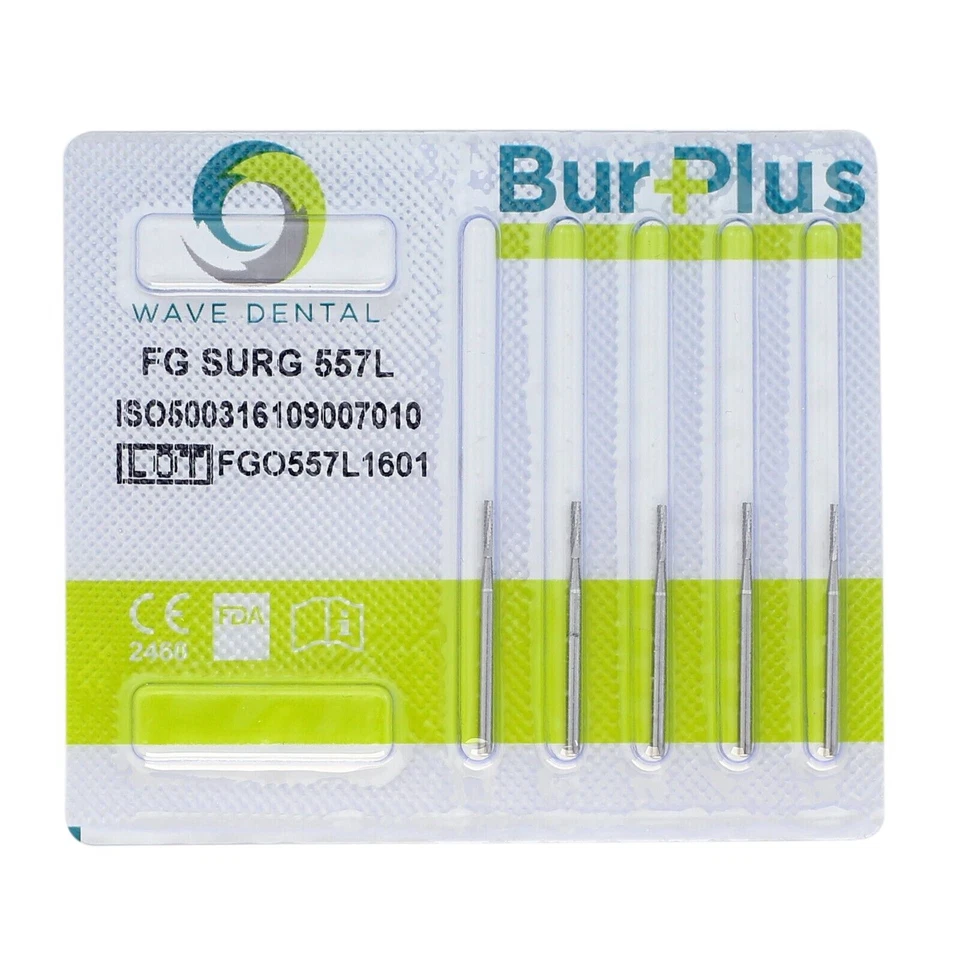 Fresas quirúrgicas dentales Wave 557L largo 25 mm carburo para alta velocidad FGOS SL FG SURG Foto 3 de 4