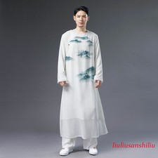 Men Retro Summer Chinese Style Ancient Costume Hanfu Male Long Coat Tang Suit