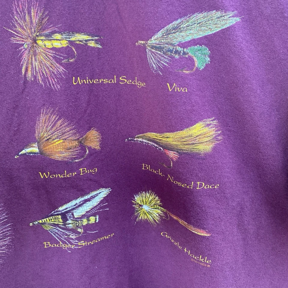 Camiseta deportiva Lee vintage pesca con mosca revisa tu mosca para hombre XL granate Foto 4 de 4