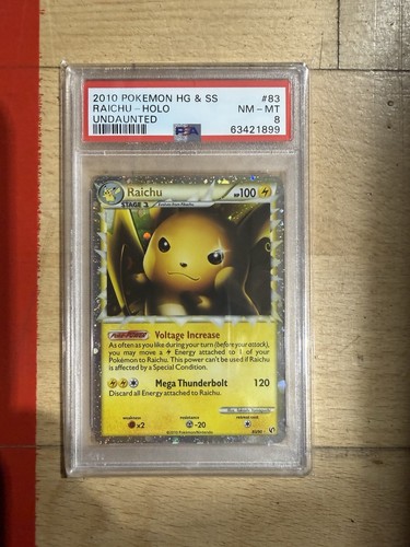 Pokemon Card Raichu 83/90 Prime Holo Ultra Rare HS Undaunted PSA 8 Low Pop