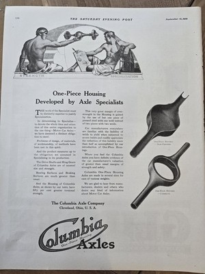 1919 Columbia Axles Strong Muscular Men Art Original Vintage Ad