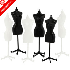 6Pcs 1/6 Scale Doll Dress Form Stand for 11.5" Fashion White, Black