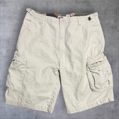 OTB one tough brand cargo shorts sz 40 Cream y2k cyber baggy skate grunge