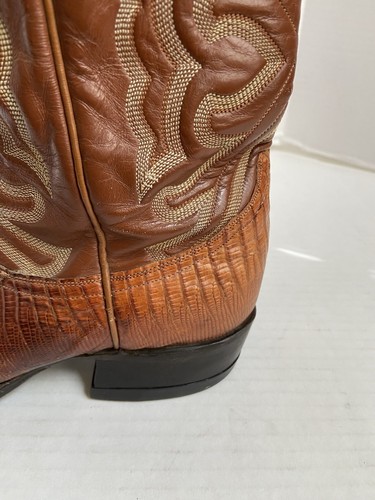 Tony Lama Cowboy Boots Brown Peanut Exotic Western Lizard Sz 8D Mens Leather - Picture 3 of 20