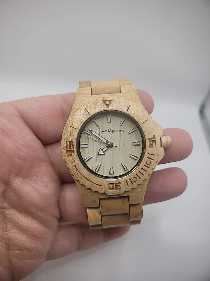 Vintage Russell Jones Wood Made Wristwatch Watch Mens Skeleton Jewelry - image 4 of 4